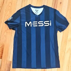 Blue Striped Messi T-Shirt, Sz M
